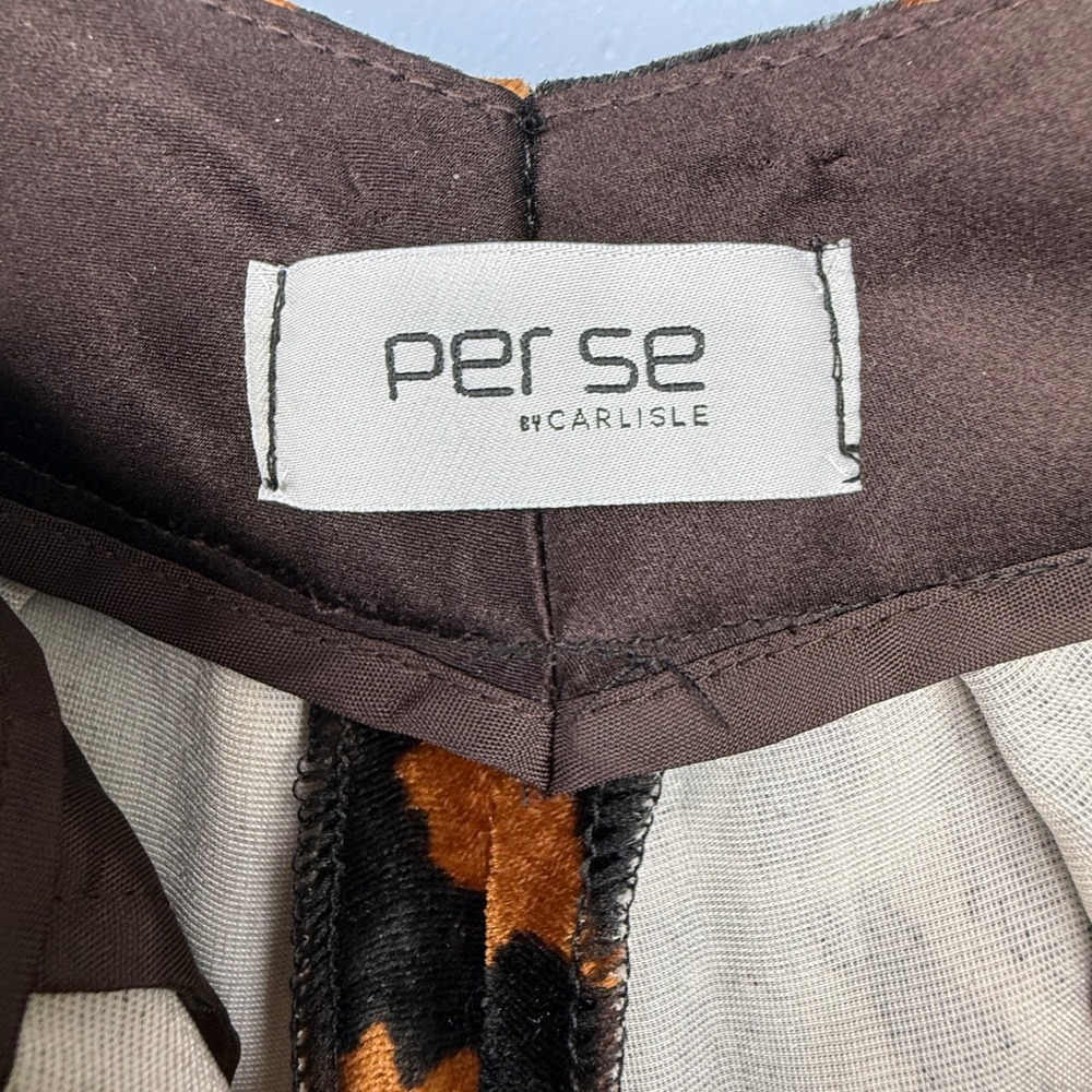 Per Se by Carlisle Leopard Print Velvet Wide Leg Pants Brown Tan Animal Print - Picture 2 of 11